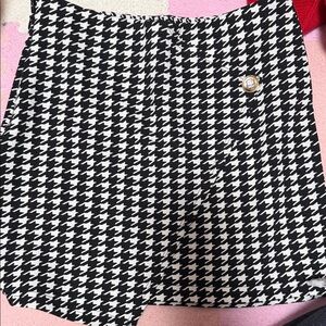 SHEIN Monochrome Houndstooth Mini Skirt